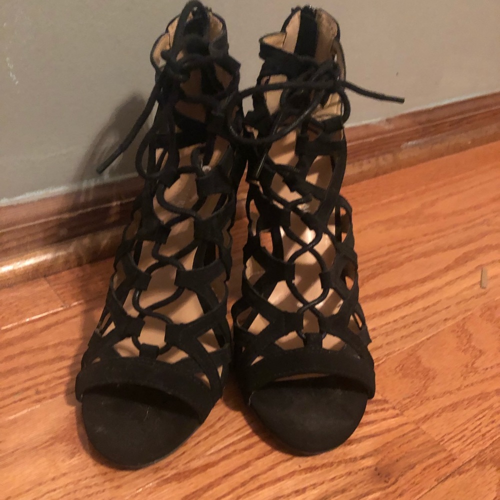 Black strapy heels